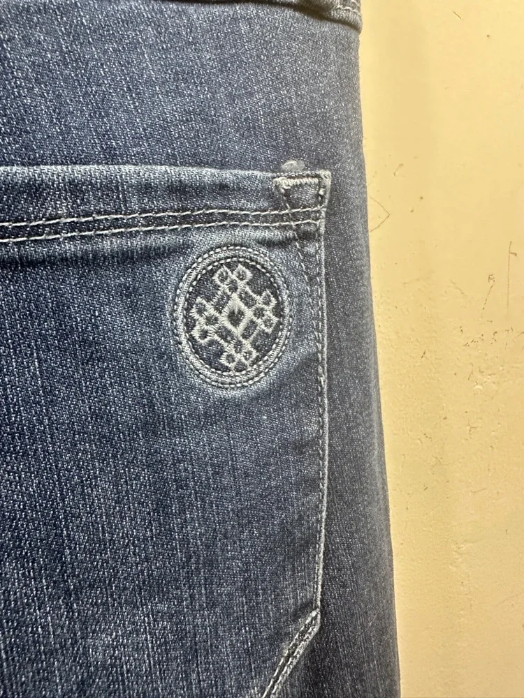 Laurie Felt Los Angeles Jeans Women Sz 10 Blue Flare Frayed Hem 5-Pocket Stretch - Picture 9 of 15